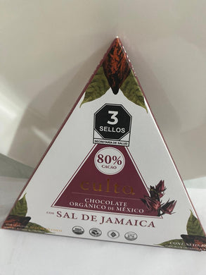 CULTO - Barra de chocolate orgánico con sal de jamaica 80g.